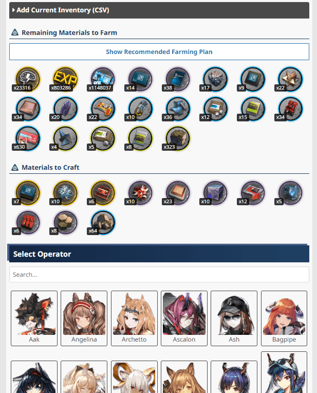 Arknights Operator Planner preview